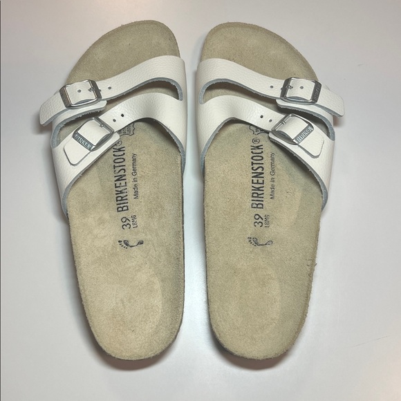 Birkenstock White Leather Sandals size 8 - Picture 6 of 7